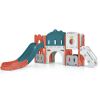 Kids Slide Playset Structure, Freestanding Castle Climber with Slide and Basketball Hoop, Toy Storage Organizer for Toddlers, Kids Climbers Playhouse