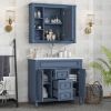 36'' Bathroom Vanity with Top Sink, Royal Blue Mirror Cabinet, Modern Bathroom Storage Cabinet with 2 Soft Closing Doors and 2 Drawers, Single Sink Ba