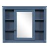 36'' Bathroom Vanity with Top Sink, Royal Blue Mirror Cabinet, Modern Bathroom Storage Cabinet with 2 Soft Closing Doors and 2 Drawers, Single Sink Ba