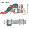 Kids Slide Playset Structure, Freestanding Castle Climber with Slide and Basketball Hoop, Toy Storage Organizer for Toddlers, Kids Climbers Playhouse
