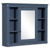 36'' Bathroom Vanity with Top Sink, Royal Blue Mirror Cabinet, Modern Bathroom Storage Cabinet with 2 Soft Closing Doors and 2 Drawers, Single Sink Ba