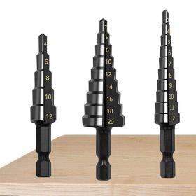 Black Three-piece Straight Slot Step Drill (Option: Black 3PCs-53-77)